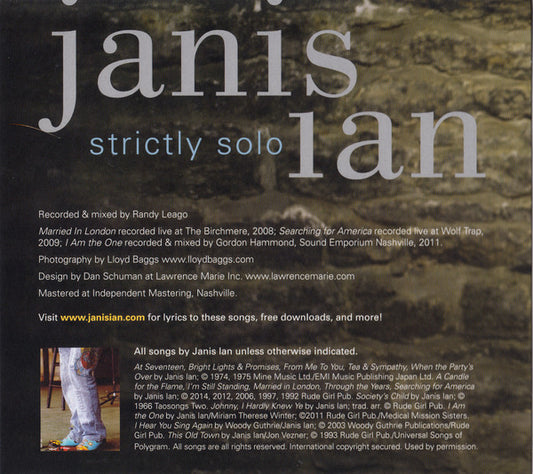 Janis Ian : Strictly Solo (CD, Album, Ltd)