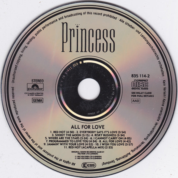 Princess : All For Love (CD, Album)