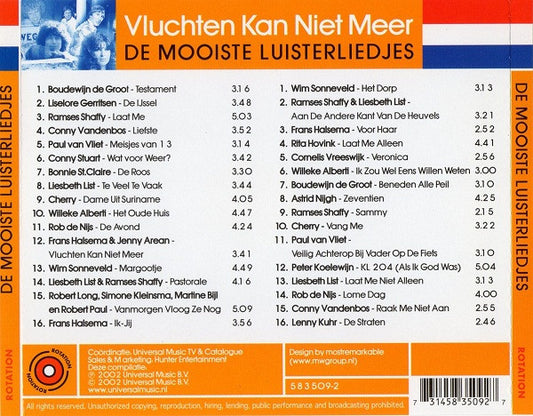 Various : Vluchten Kan Niet Meer - De Mooiste Luisterliedjes (2xCD, Comp)