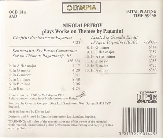 Nikolai Petrov : Works On Themes Of Paganini (CD)