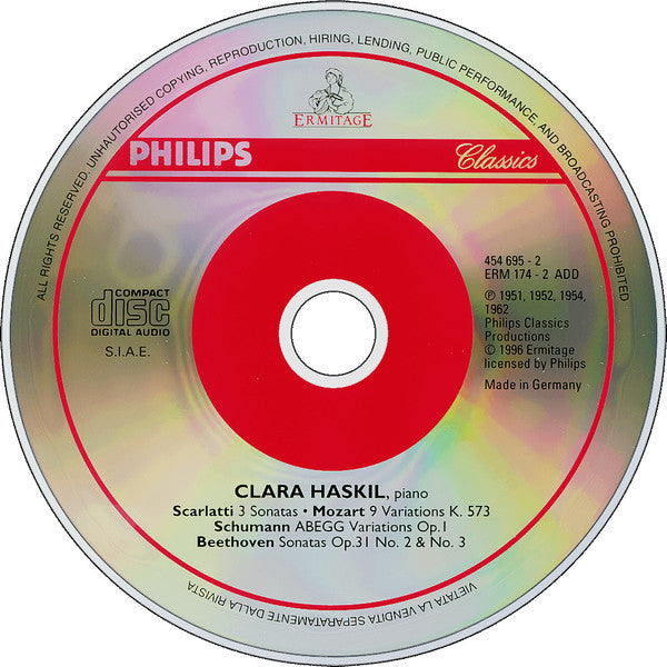 Clara Haskil : Scarlatti, Mozart, Schumann, Beethoven (CD, Comp)