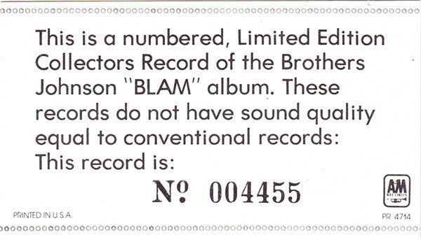 Brothers Johnson : Blam (LP, Album, Ltd, Num, Pic)