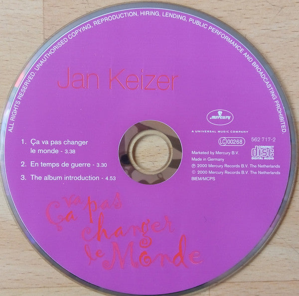 Jan Keizer : Ça Va Pas Changer Le Monde (CD, Single)