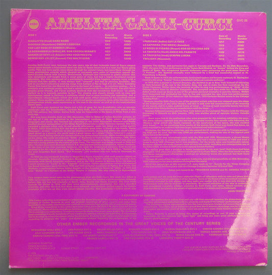 Amelita Galli-Curci : Amelita Galli-Curci (LP, Comp, Mono)