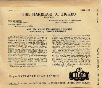 Wolfgang Amadeus Mozart - Wiener Philharmoniker : The Marriage Of Figaro (7", EP)