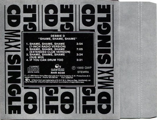 Debbie D : Shame, Shame, Shame (CD, Maxi)