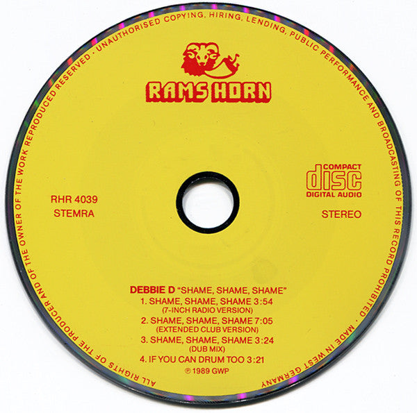 Debbie D : Shame, Shame, Shame (CD, Maxi)