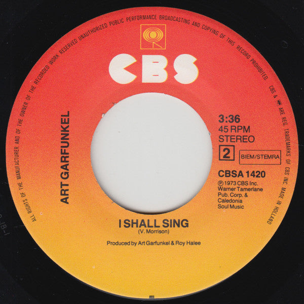 Art Garfunkel : Bright Eyes / I Shall Sing (7", Single, RE)