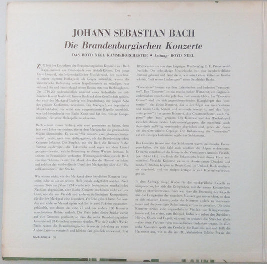 Johann Sebastian Bach – The Boyd Neel Chamber Orchestra , Leitung: Boyd Neel : Brandenburgische Konzerte (Gesamt-Ausgabe) (2xLP, Mono)