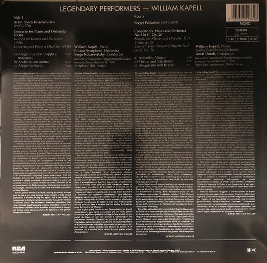 William Kapell - Aram Khatchaturian, Boston Symphony Orchestra • Serge Koussevitzky / Sergei Prokofiev, Dallas Symphony Orchestra • Antal Dorati : Piano Concerto / Piano Concerto No. 3 (LP, Comp, Mono)