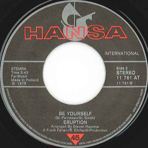 Eruption (4) Featuring Precious Wilson : I Can't Stand The Rain (7", Single)
