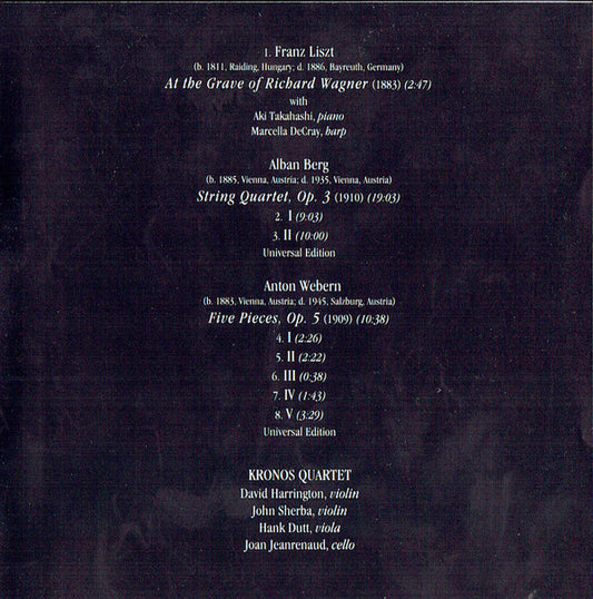 Kronos Quartet : At The Grave Of Richard Wagner (CD, Album)