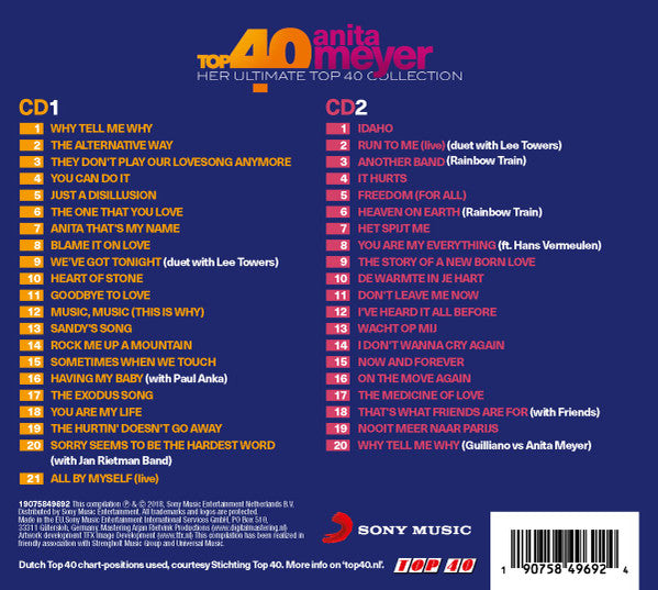 Anita Meyer : Top 40 Anita Meyer (Her Ultimate Top 40 Collection) (2xCD, Comp)