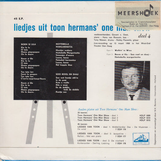 Toon Hermans : Liedjes Van Toon (Deel 4) (7", EP, Bla)