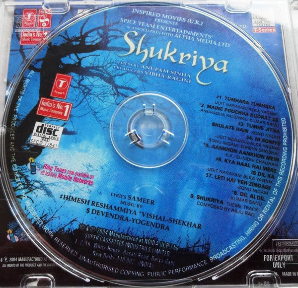 Various : Shukriya (Till Death Do Us Part...) (CD)