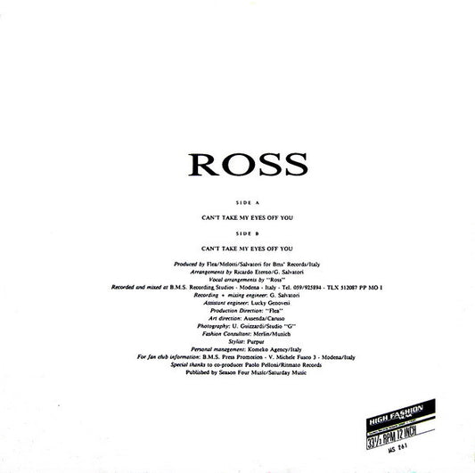 Ross : Can't Take My Eyes Off You (12")
