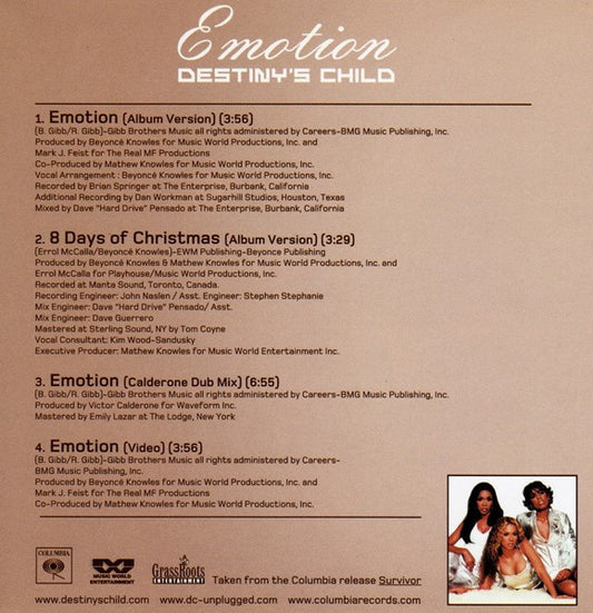 Destiny's Child : Emotion (CD, Single, Enh)