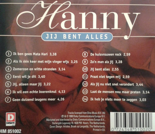 Hanny (2) : Jij Bent Alles (CD, Comp)