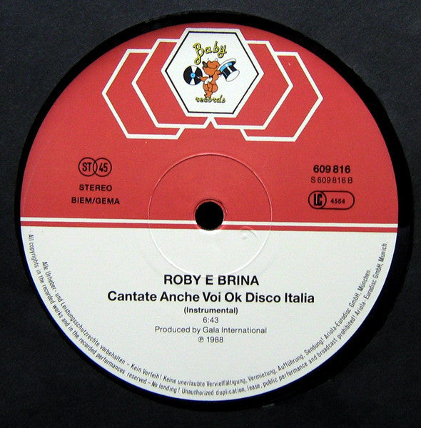 Roby E Brina : Ok Disco Italia (12", Maxi)