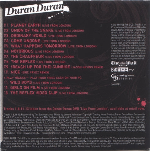 Duran Duran : 10 Track Collectors' Edition CD (CD, Comp, Enh, Promo)