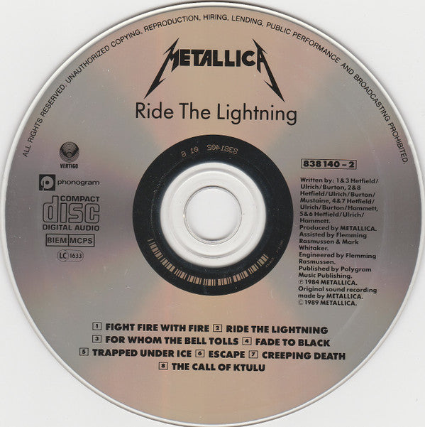 Metallica : Ride The Lightning (CD, Album, RE)