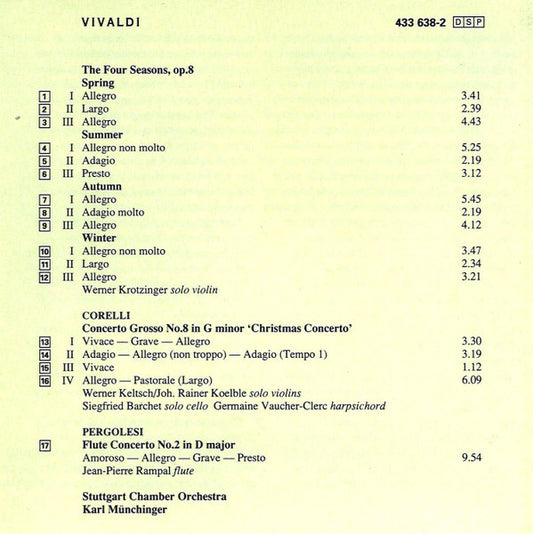 Antonio Vivaldi, Arcangelo Corelli, Giovanni Battista Pergolesi, Karl Münchinger : The Four Seasons (CD, Comp, RE)