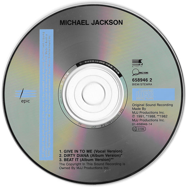 Michael Jackson Featuring Special Guitar Performance By Slash (3) : Give In To Me (CD, Maxi)