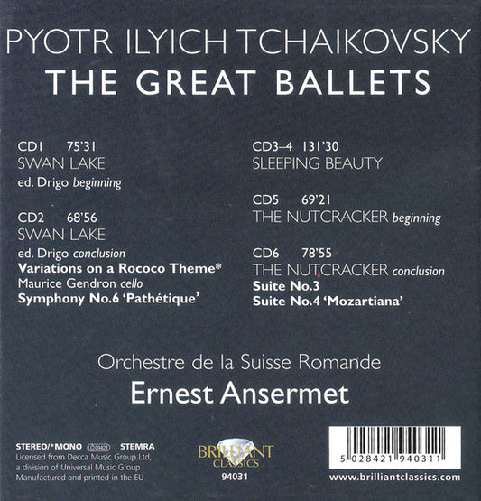 Ernest Ansermet, L'Orchestre De La Suisse Romande, Pyotr Ilyich Tchaikovsky : Tchaikovsky (The Great Ballets - The Nutcracker - Sleeping Beauty - Swan Lake) (6xCD, Album, Comp, Mono)