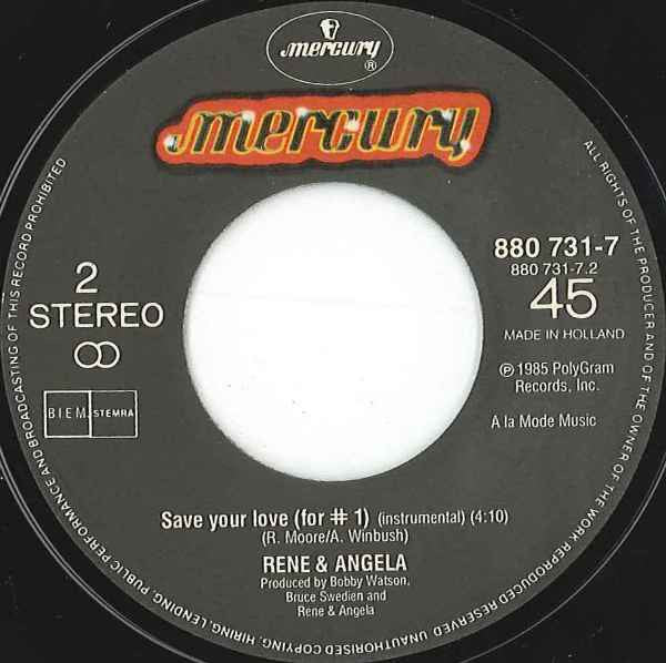 René & Angela : Save Your Love (For #1) (7", Single)