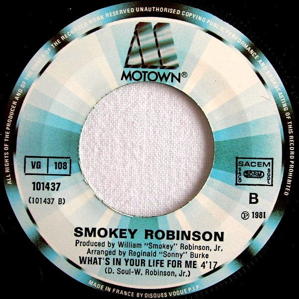 Smokey Robinson : Being With You (7", Single)