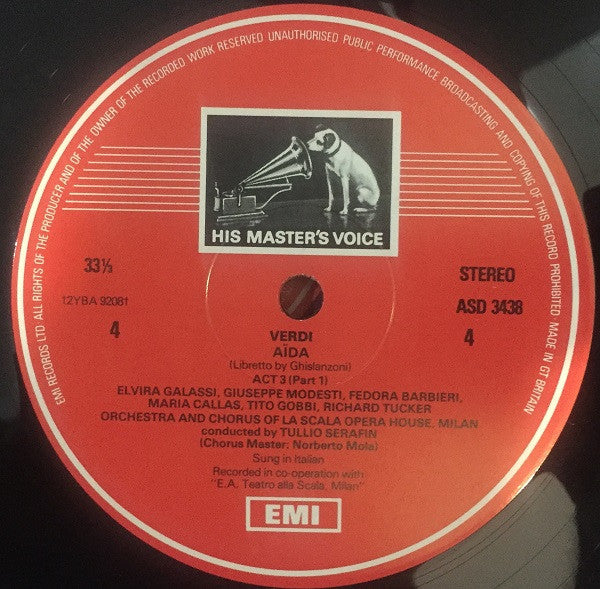 Giuseppe Verdi / Maria Callas, Richard Tucker (2), Fedora Barbieri, Tito Gobbi, Guiseppe Modesti, Nicola Zaccaria, Orchestra Del Teatro Alla Scala & Coro Del Teatro Alla Scala, Tullio Serafin : Aida (3xLP, RE, RM, Ele)