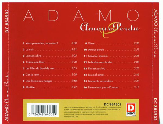 Adamo : Amour Perdu (CD, Comp)