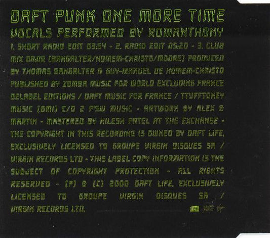 Daft Punk : One More Time (CD, Single)