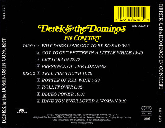 Derek & The Dominos Featuring Eric Clapton : In Concert (2xCD, Album, RE, PDO)