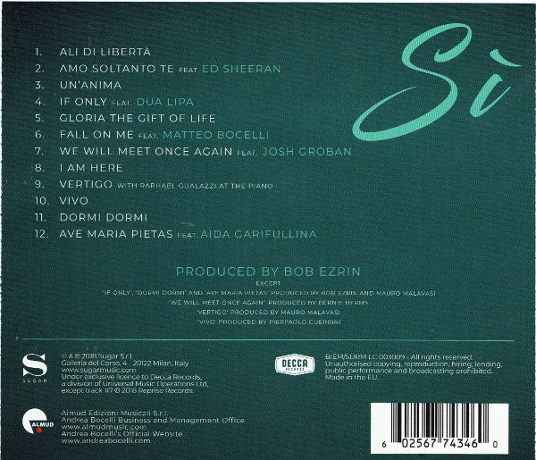 Andrea Bocelli : Si (CD, Album)