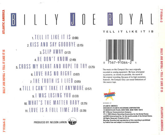 Billy Joe Royal : Tell It Like It Is (CD, Album)