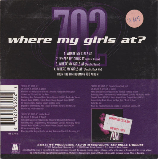 702 : Where My Girls At? (CD, Maxi, Car)
