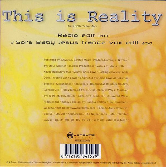 Anita Doth : This Is Reality (CD, Single, Car)