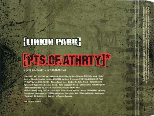 Linkin Park : Pts.Of.Athrty (CD, Single, Promo)