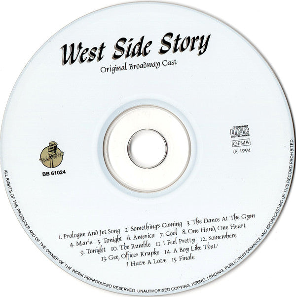 "West Side Story" Original Broadway Cast : West Side Story (CD, Album, RE)