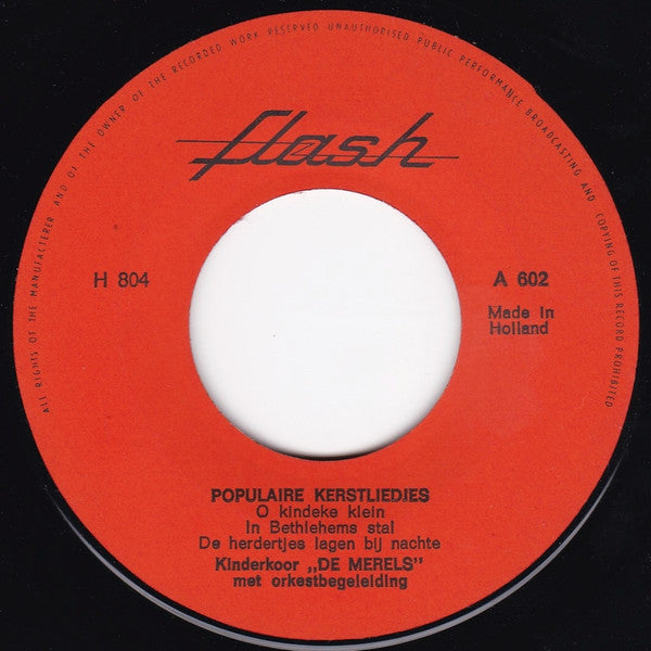 Kinderkoor "De Merels" : Populaire Kerstliedjes (7", Single)