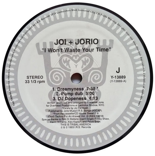 Joi + Jorio : I Won't Waste Your Time (12")