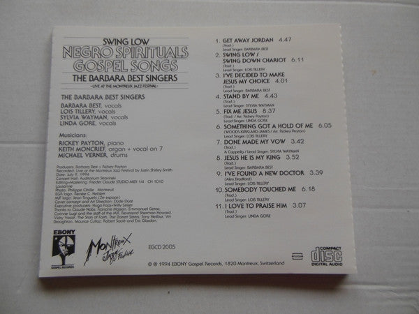 The Barbara Best Singers : Swing Low (Negro Spirituals Gospel Songs) Live At The Montreux Jazz Festival (CD, Album)