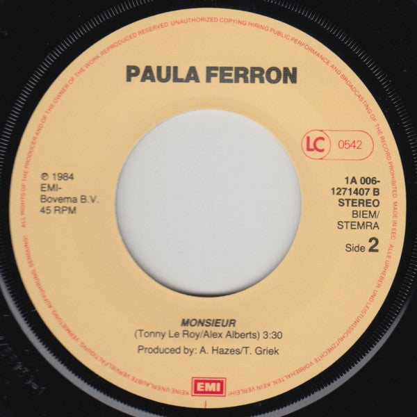 Paula Ferron : Non, I Don't Like This Chanson (7", Single)
