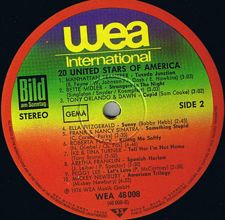 Various : 20 United Stars Of America (LP, Comp)