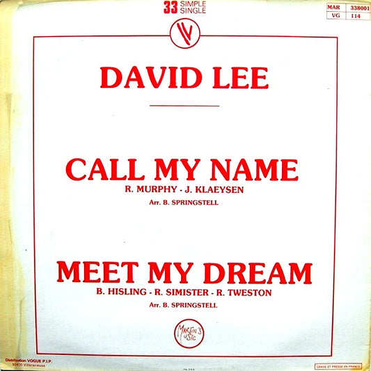 David Lee (37) : Call My Name (12", Single)