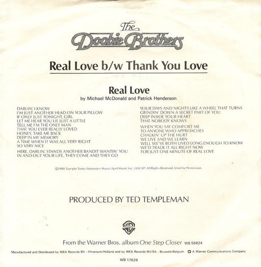 The Doobie Brothers : Real Love (7", Single)