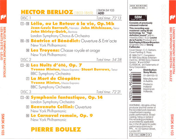 Hector Berlioz, Pierre Boulez : Symphonie Fantastique - Les Nuits D'été - Lélio (3xCD, Comp)