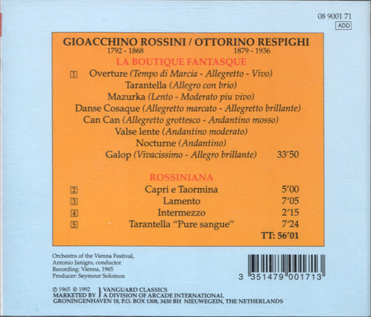 Gioacchino Rossini - Ottorino Respighi / Wiener Festspielorchester, Antonio Janigro : La Boutique Fantaque & Rossiniana (CD)