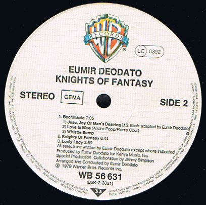 Deodato* : Knights Of Fantasy (LP, Album, Gat)